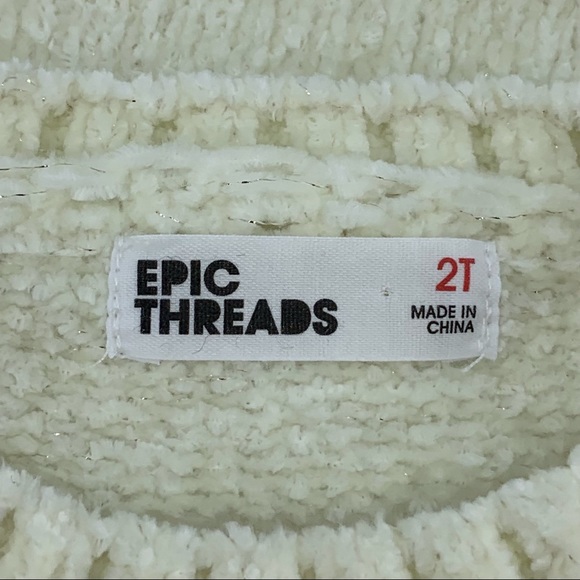 Epic Threads Little Girl's Ivory and Metallic Rainbow Heart Sweater, 2T - Picture 11 of 16